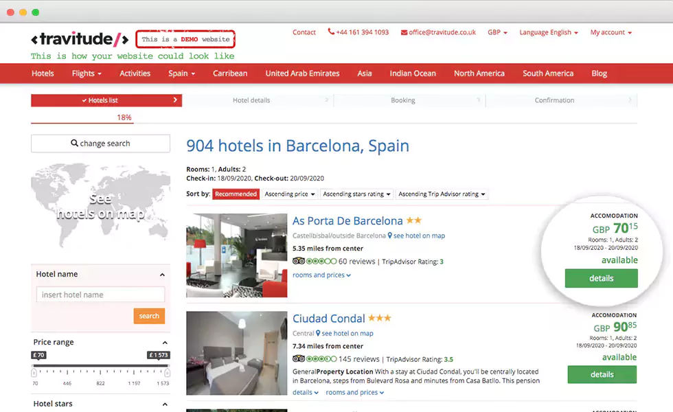 Rates updated in real time