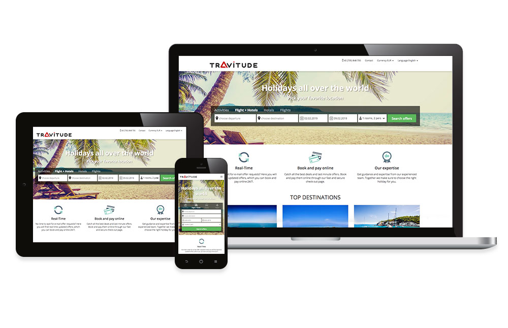 Sistema de reserva de viajes en todos los dispositivos